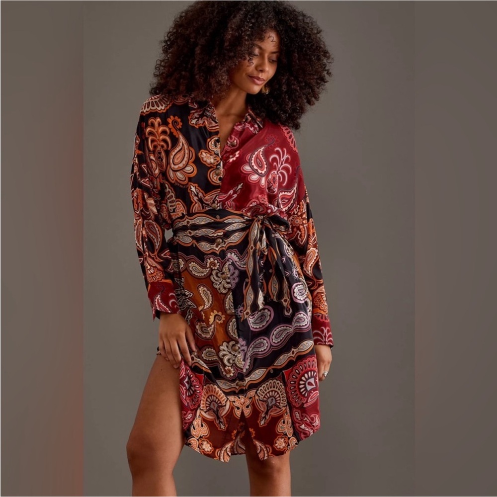 Farm Rio Printed Mini Shirt Dress - Picture 14 of 16